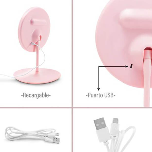 Espejo con luz led regulable tactil plegable para maquillaje 