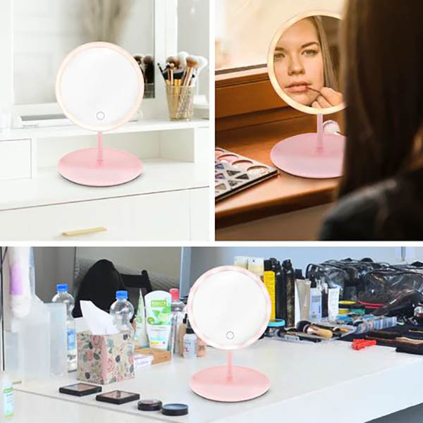 Espejo con luz led regulable tactil plegable para maquillaje 