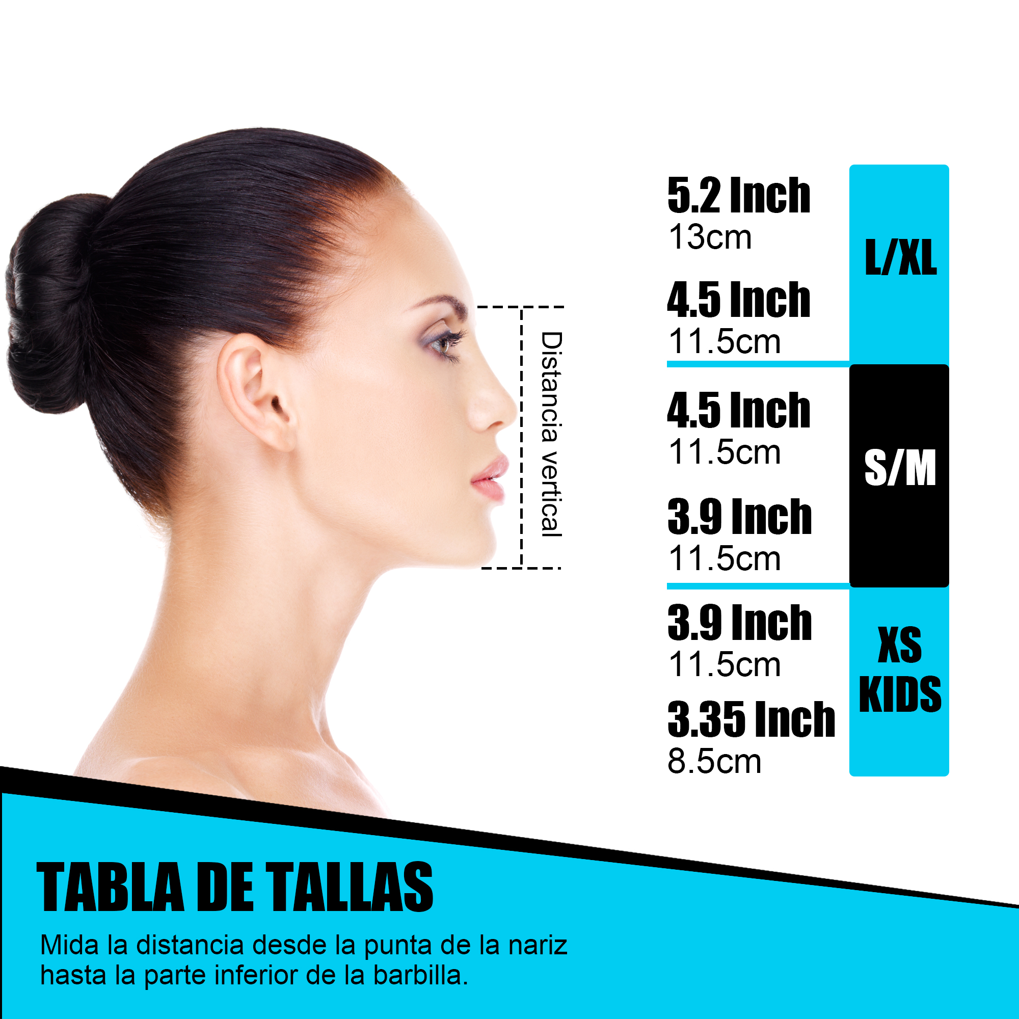 Máscara de Snorkel- Buceo Azul con Anti-Empañante Talla Grande