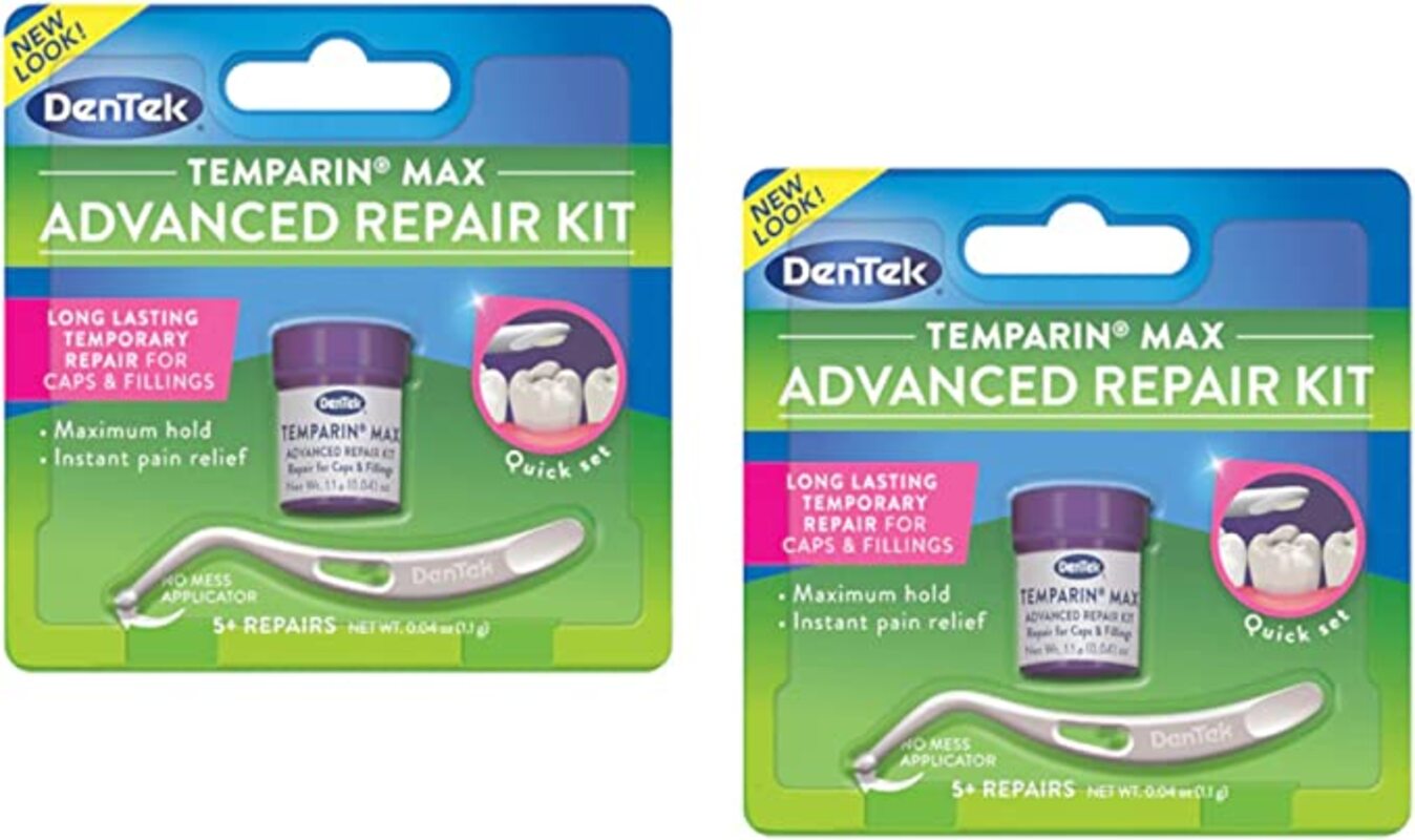 DenTek Temparin Max Lost Kit de reparación de llenado y tapa suelta | Fórmula de un paso | 5+ reparaciones | 0.1 oz | 2 unidades