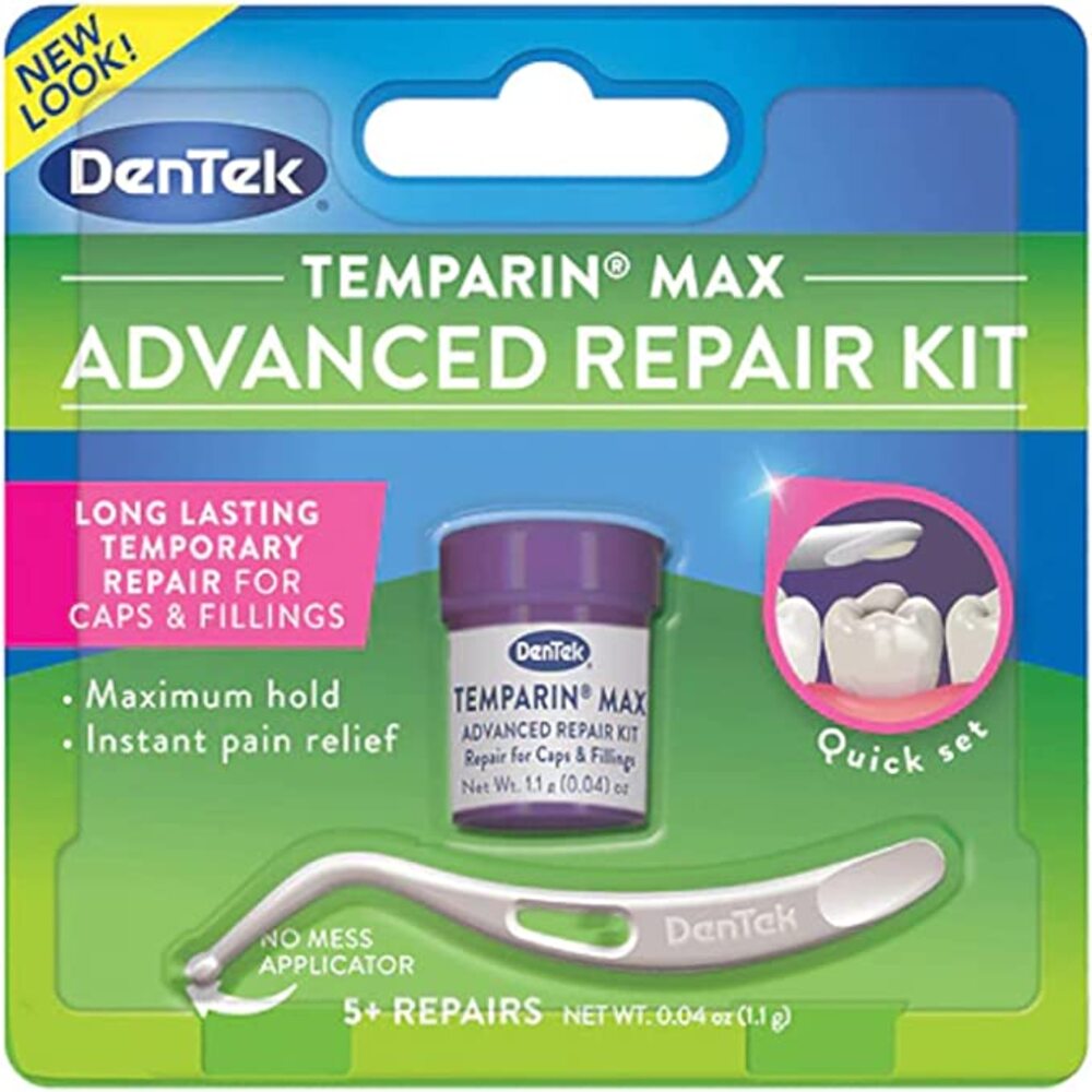 DenTek Temparin Max Lost Kit de reparación de llenado y tapa suelta | Fórmula de un paso | 5+ reparaciones | 0.1 oz | 2 unidades
