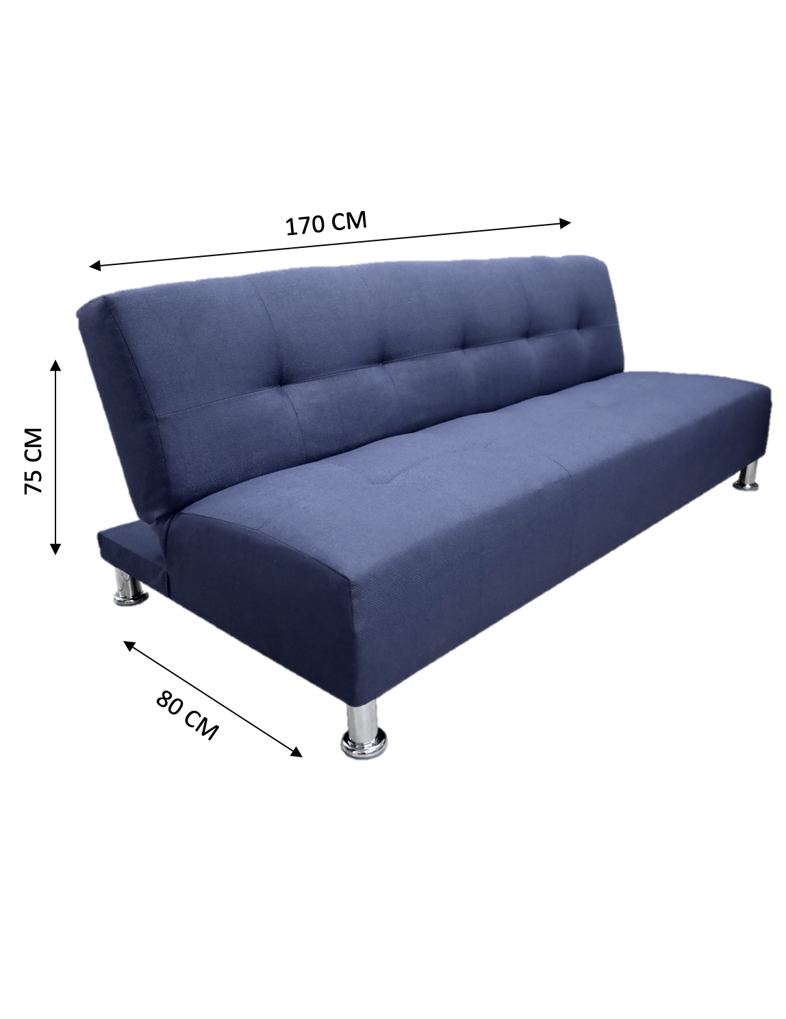 Sofá Cama Reclinable Vegas Lino Azul Marino Futon 3 Posiciones