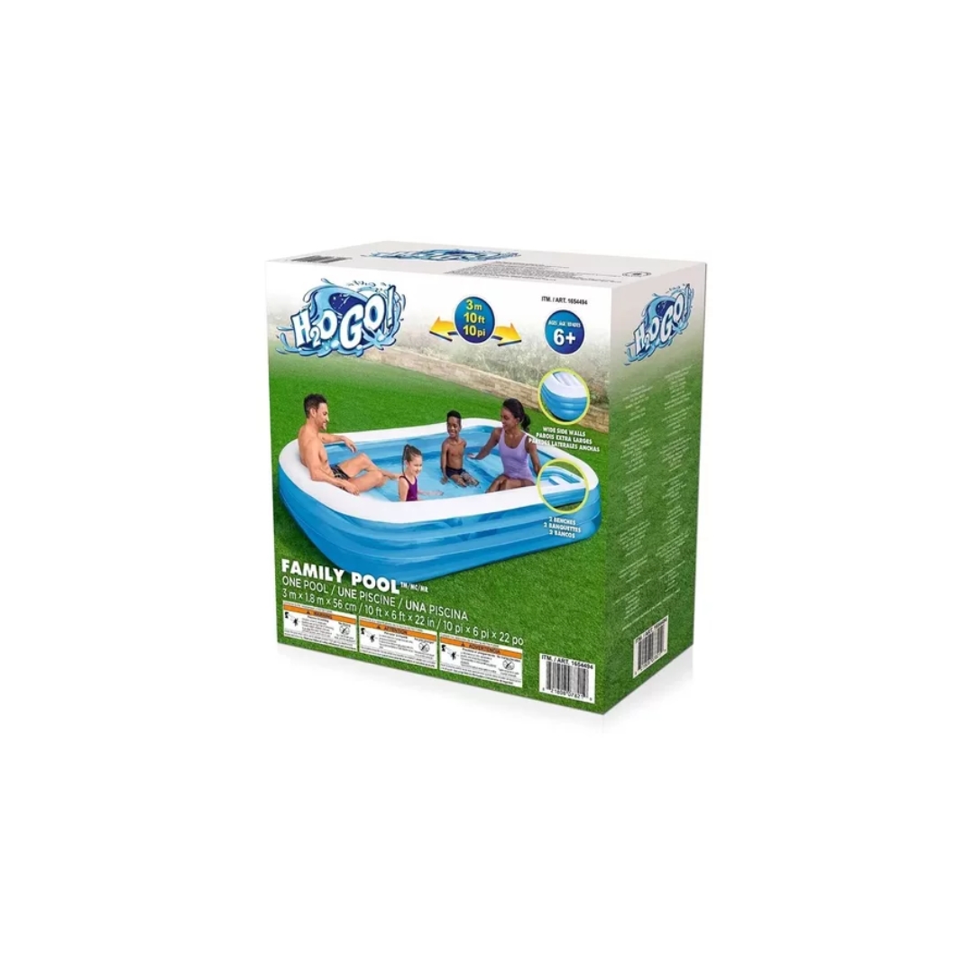 Alberca Inflable Familiar H2O GO 3m x 1.83m x 56cm Rectangular