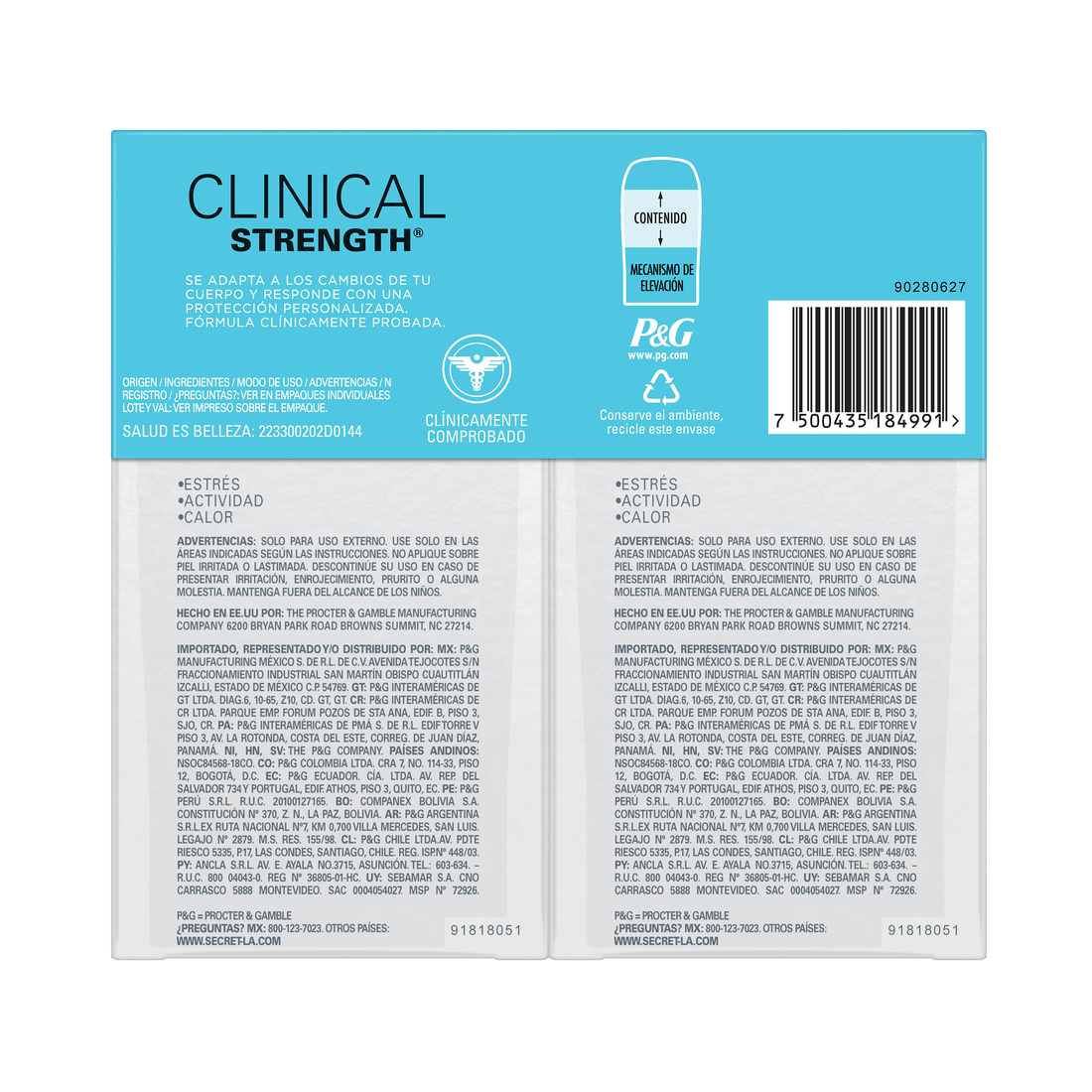 Pack Secret Clinical Strength Powder Protect Crema Suave Antitranspirante 45 g,  2 unidades