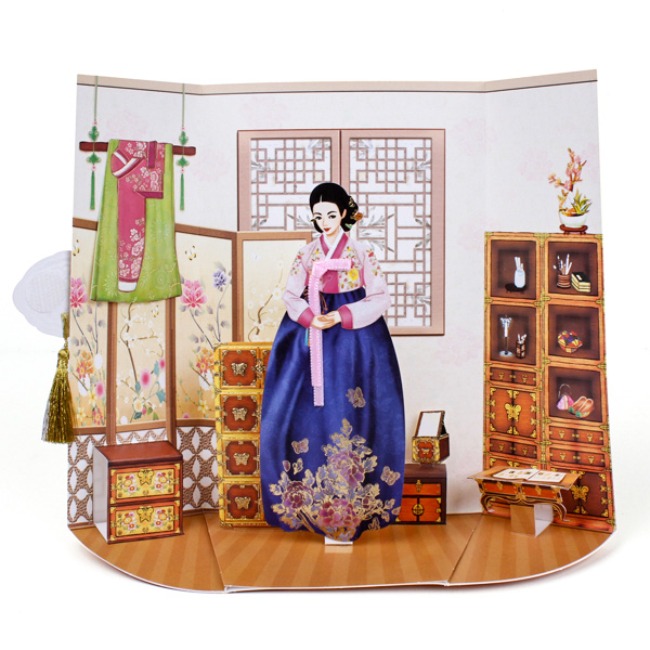 Tarjeta Popup 3D Mujer Coreana Tradicional