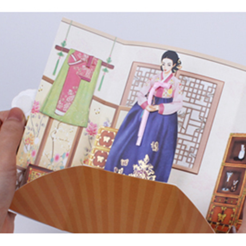 Tarjeta Popup 3D Mujer Coreana Tradicional