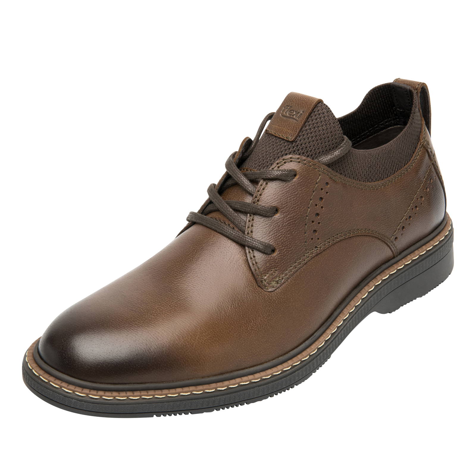 Zapato Derby Flexi Semivestir Hombre Stretch 412801 Tan Moda