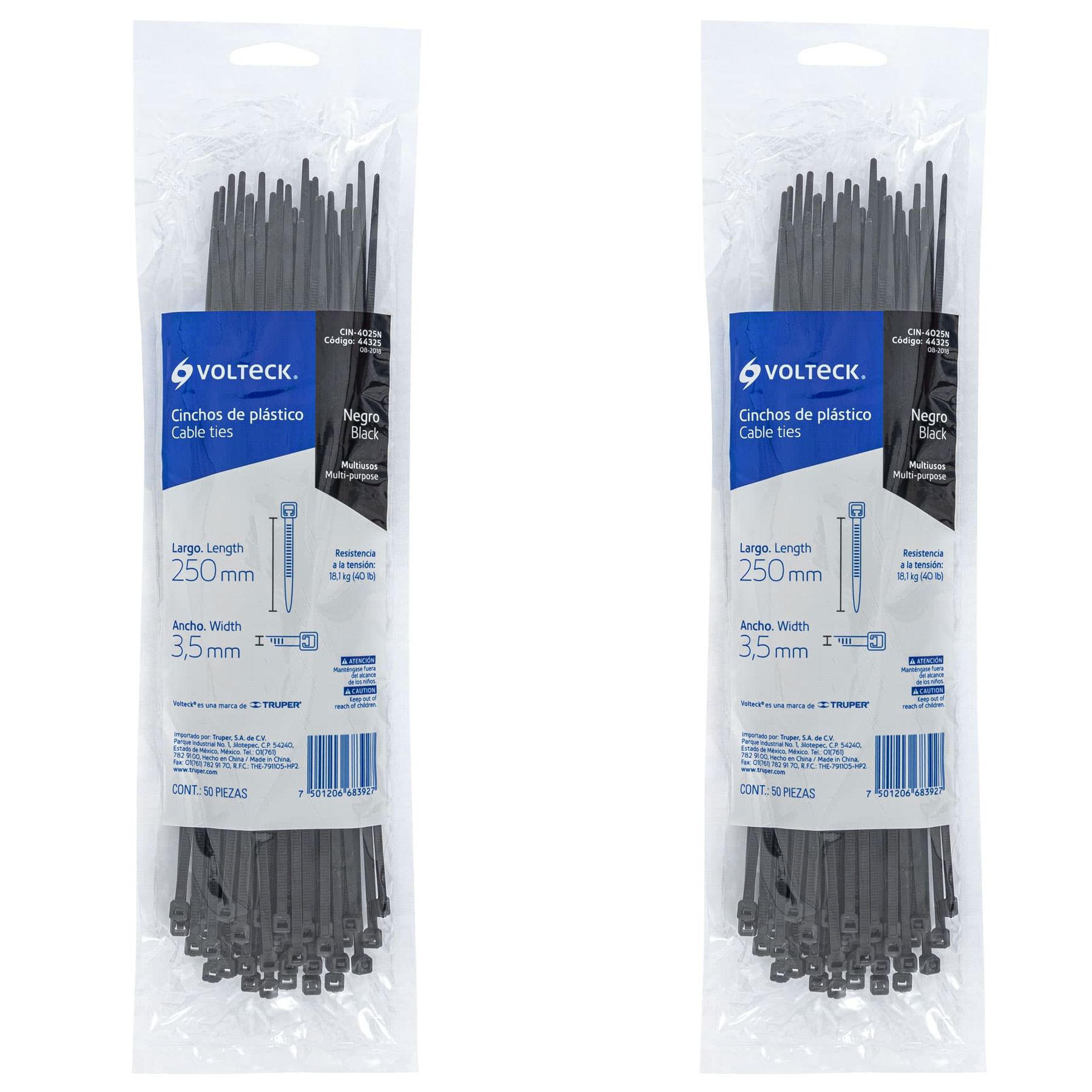 Cincho De Plástico 40 Lb 25cm 100 Pzas Volteck