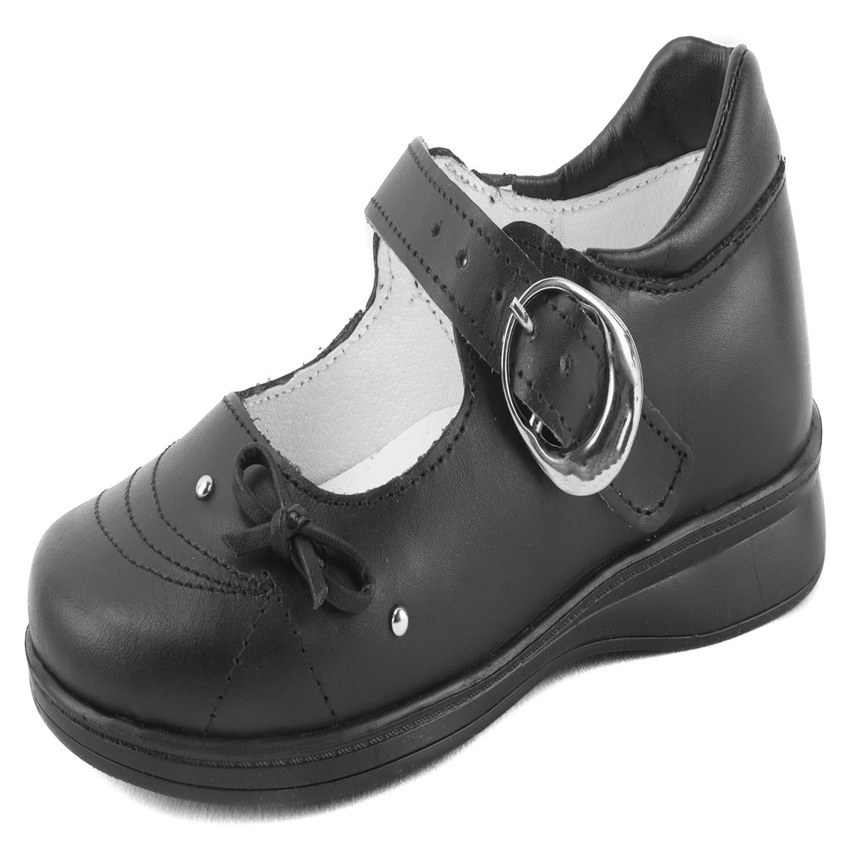 Zapato Niña Escolar 100% Piel Arco Ortopédico 1124-n Negro.