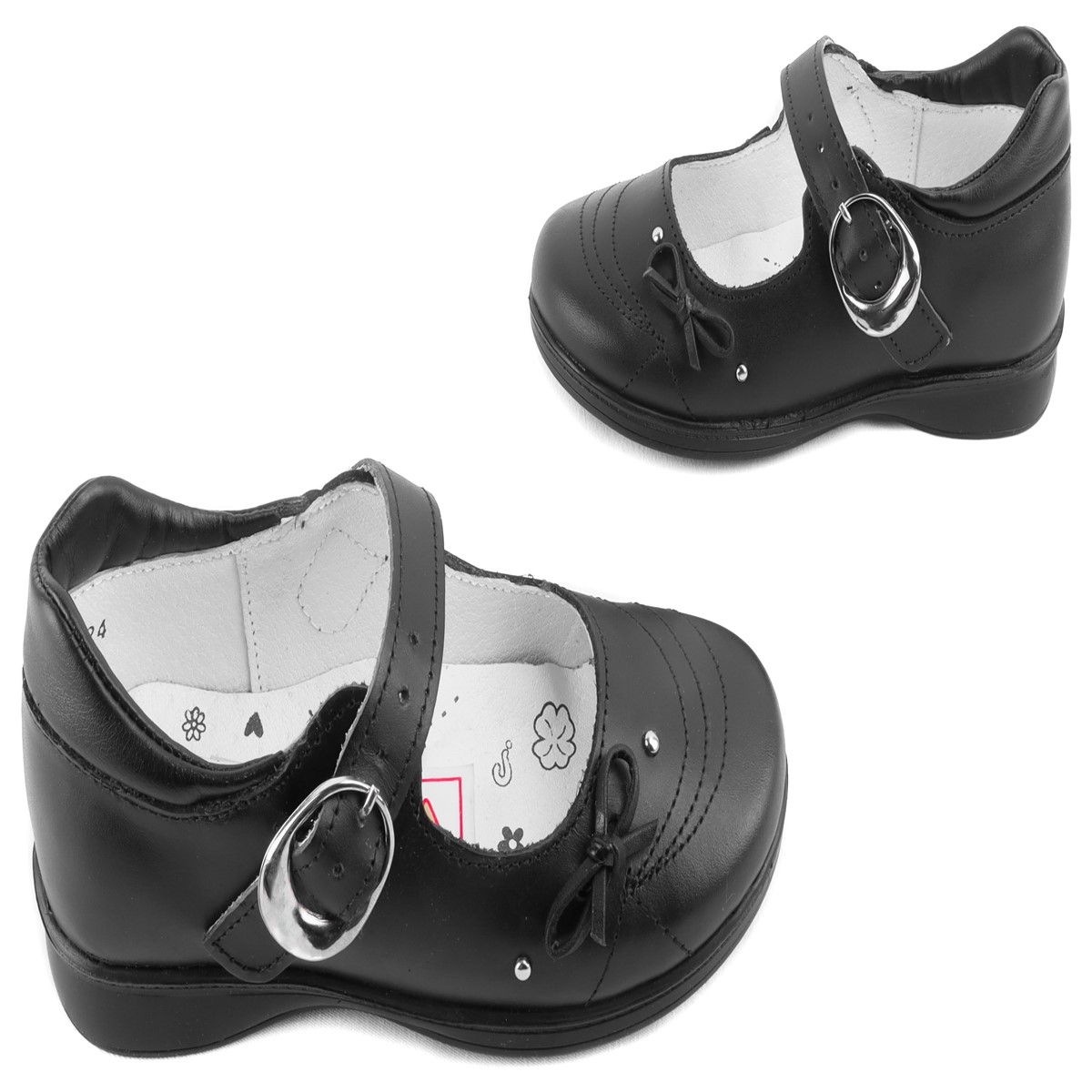 Zapato Niña Escolar 100% Piel Arco Ortopédico 1124-n Negro.