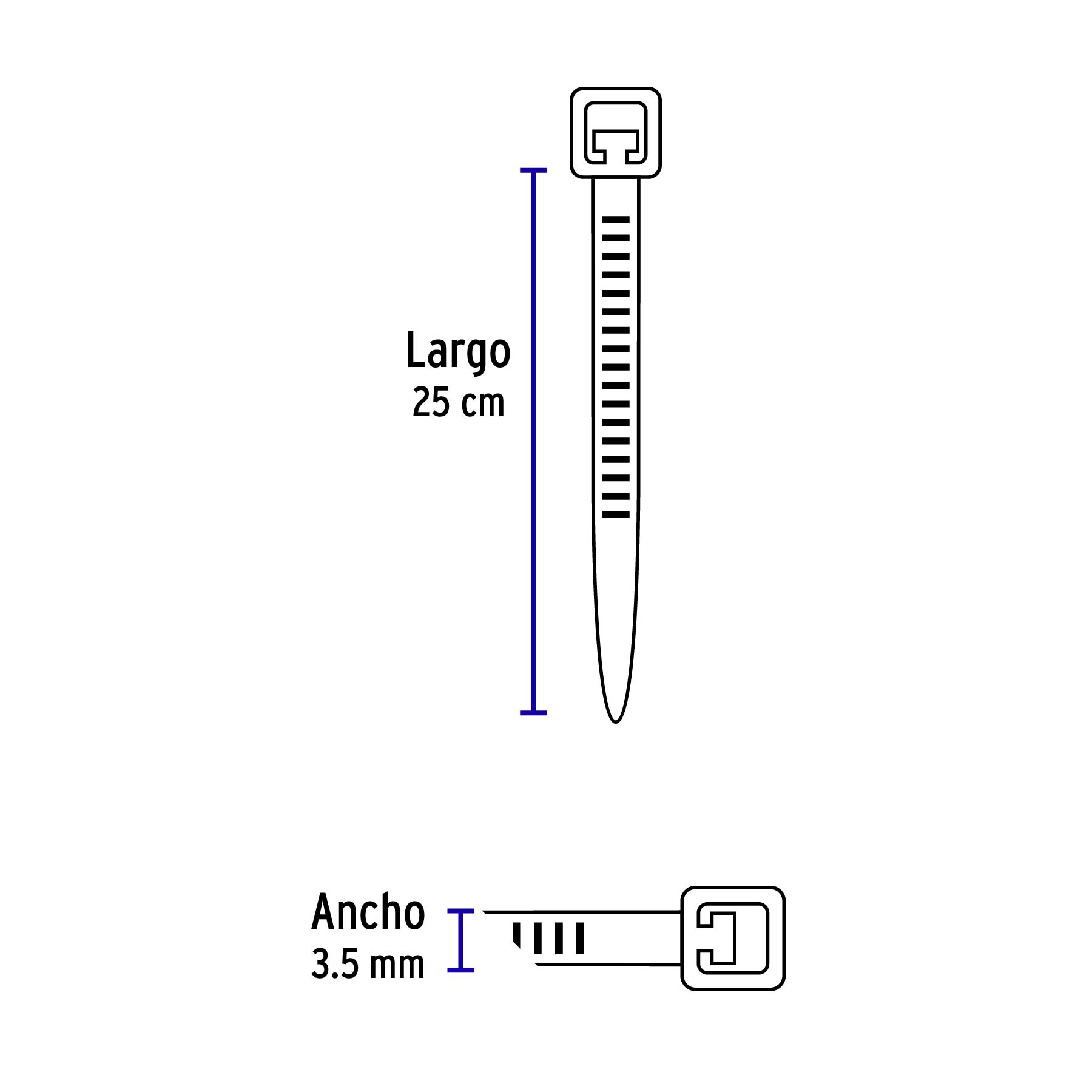 Cincho De Plástico 40 Lb 25cm 100 Pzas Volteck