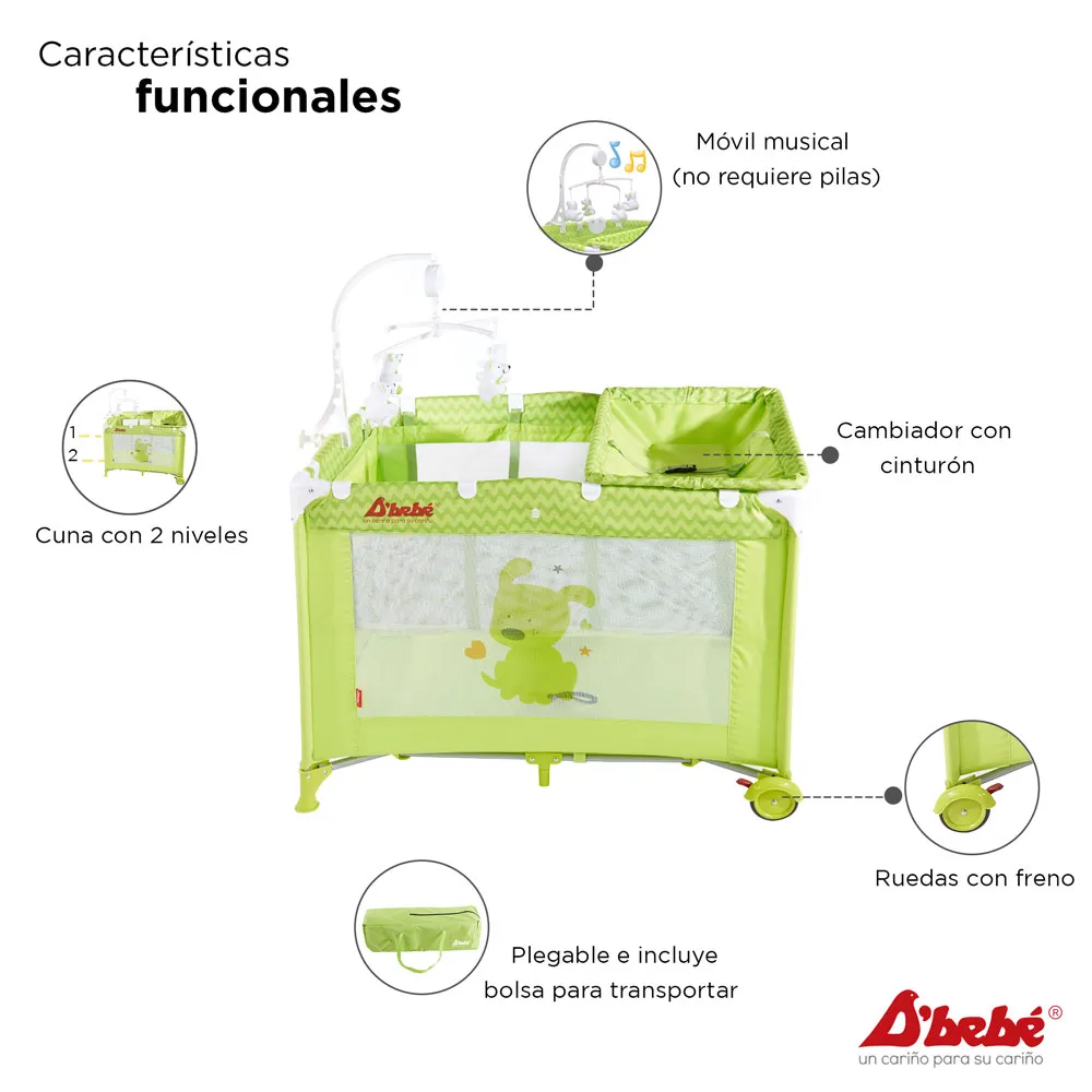 Corral Cuna Zoo Baby Verde DBebe.