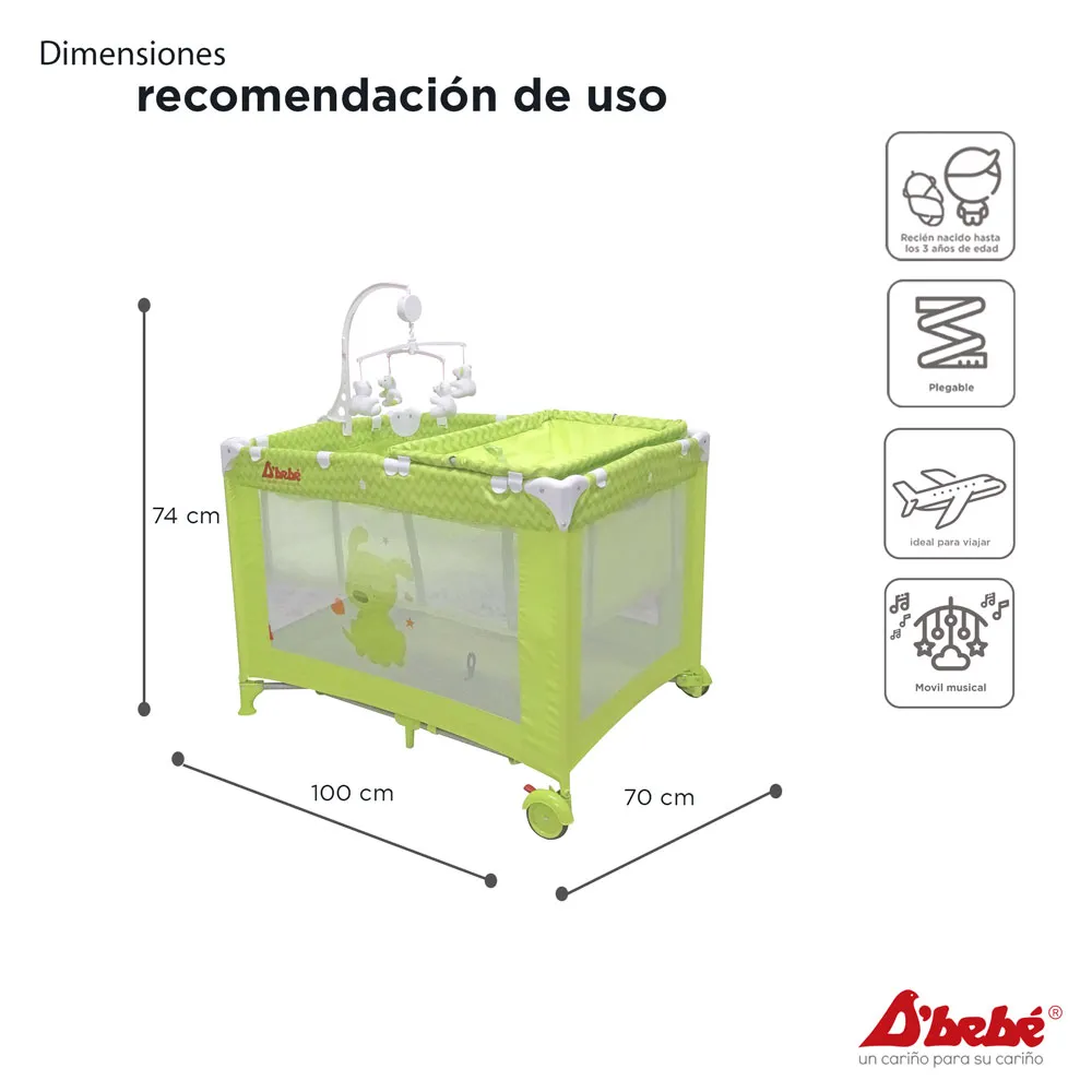 Corral Cuna Zoo Baby Verde DBebe.
