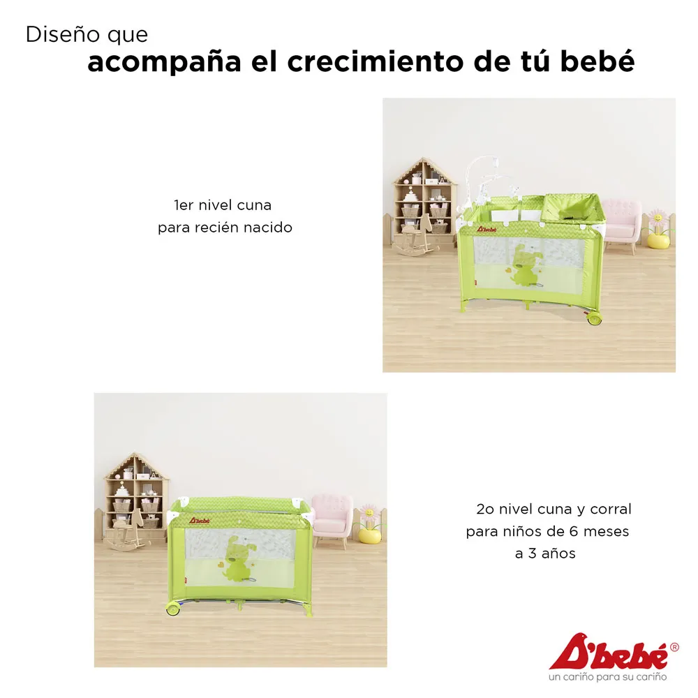 Corral Cuna Zoo Baby Verde DBebe.