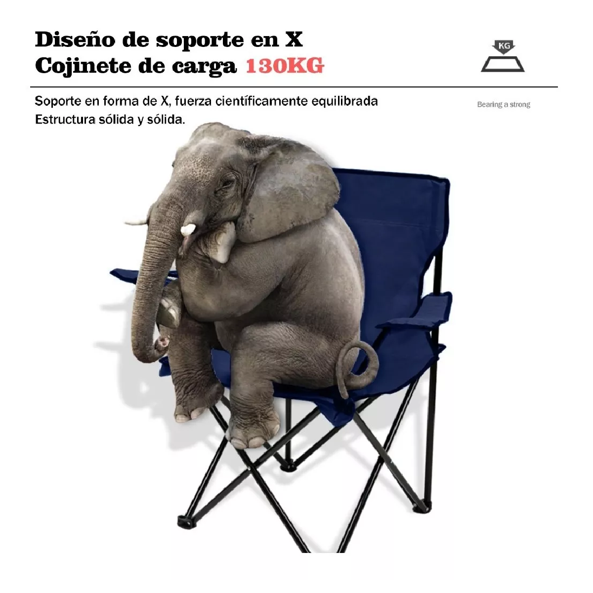 Silla Plegable Para Playa Campismo Incluye Funda Y Portavaso Azul Marino