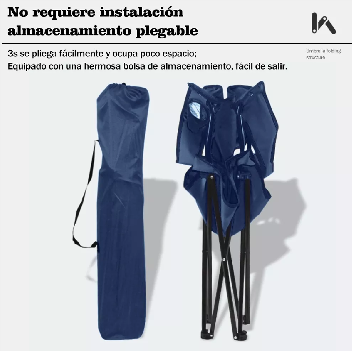 Silla Plegable Para Playa Campismo Incluye Funda Y Portavaso Azul Marino