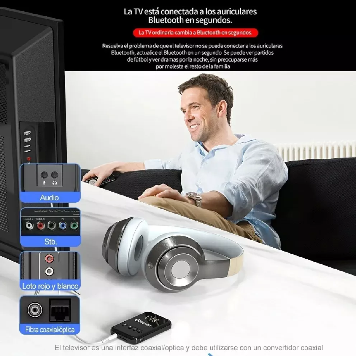 Transmisor/receptor Bluetooth 5.0 Lcd Para Pc, Tv, Bocina