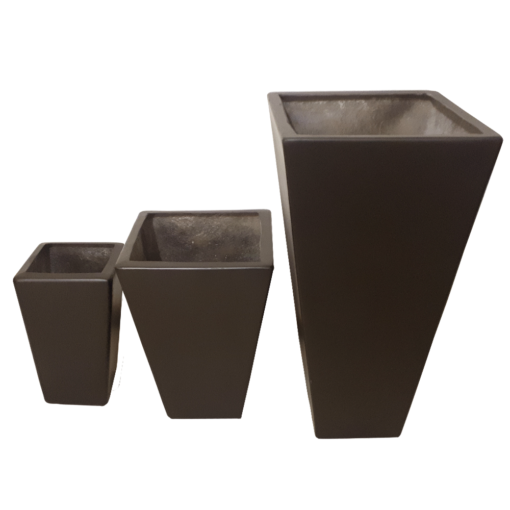 Maceta de fibra de vidrio modelo Obelisco extra grande chocolate*