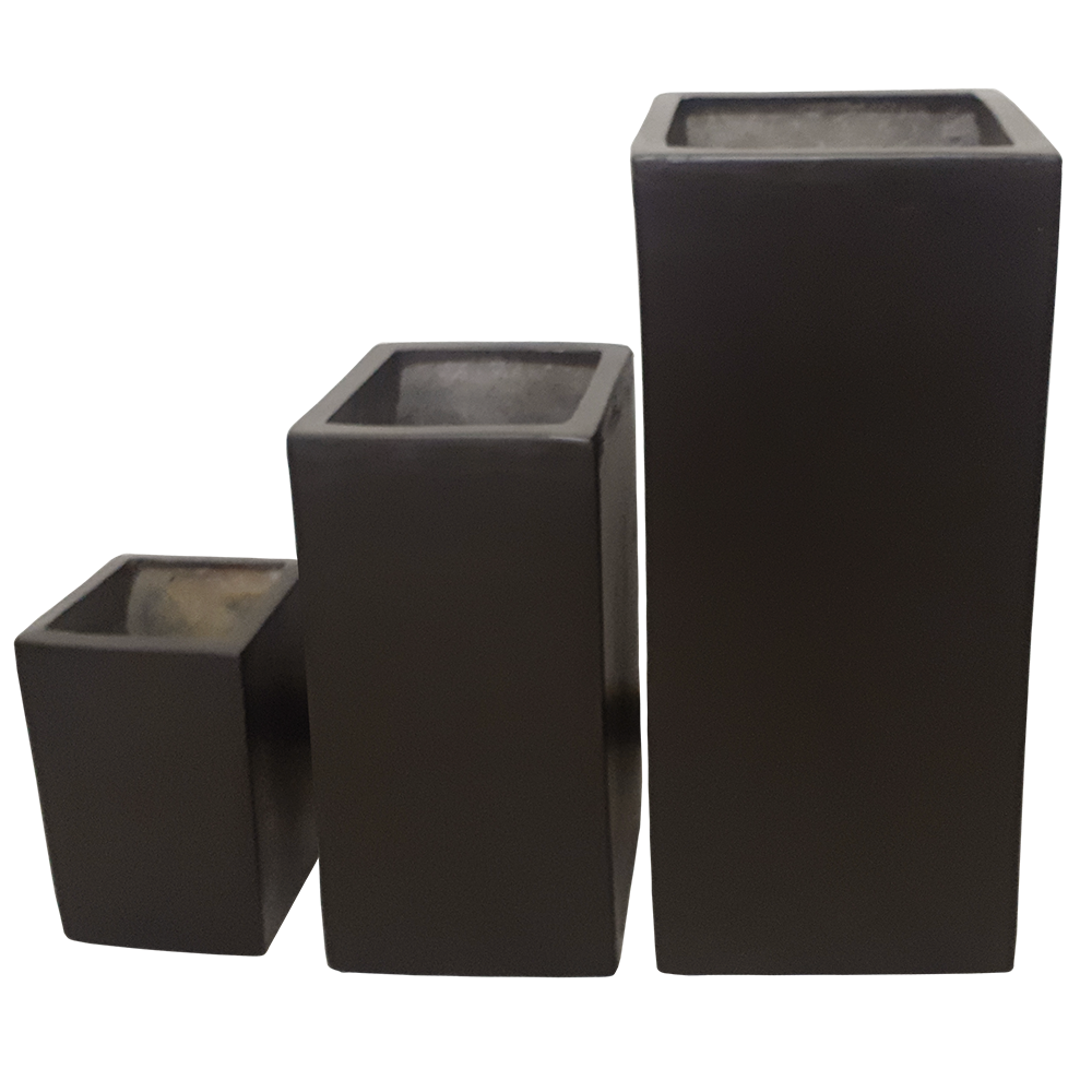 Maceta de fibra de vidrio modelo Tower chico chocolate*