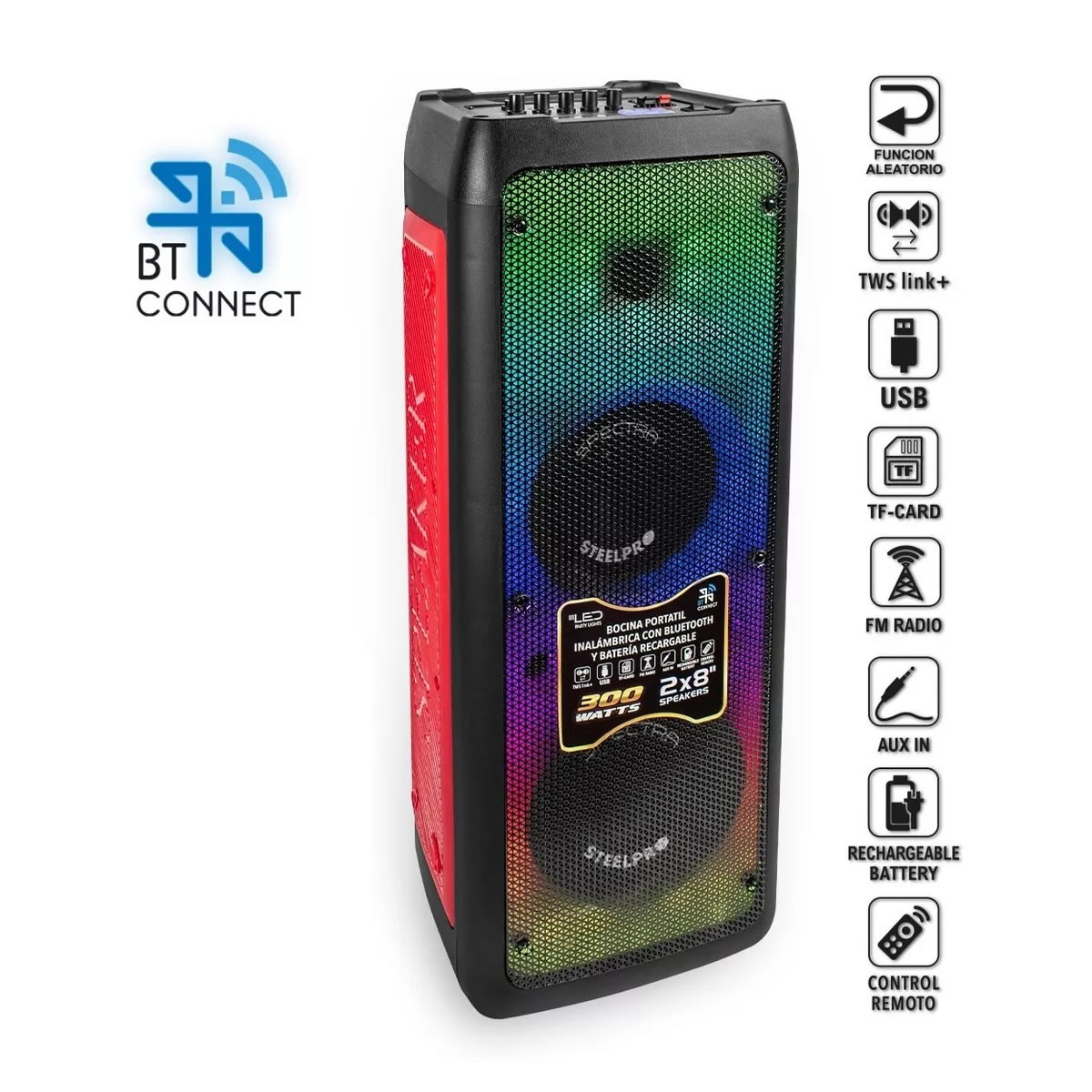 Bocina Portátil Inalámbrica Steelpro Technologies SPECTRA - Negro