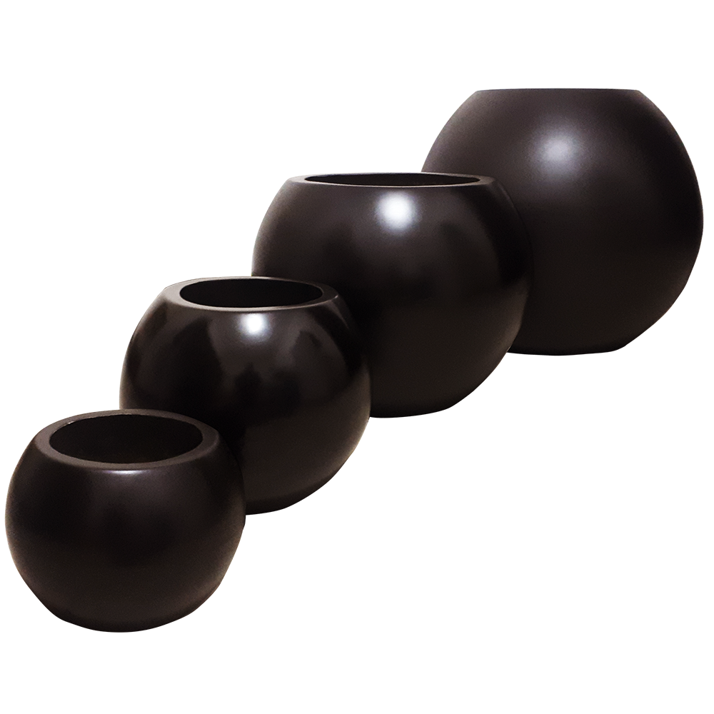 Maceta de fibra de vidrio modelo Esfera grande chocolate*