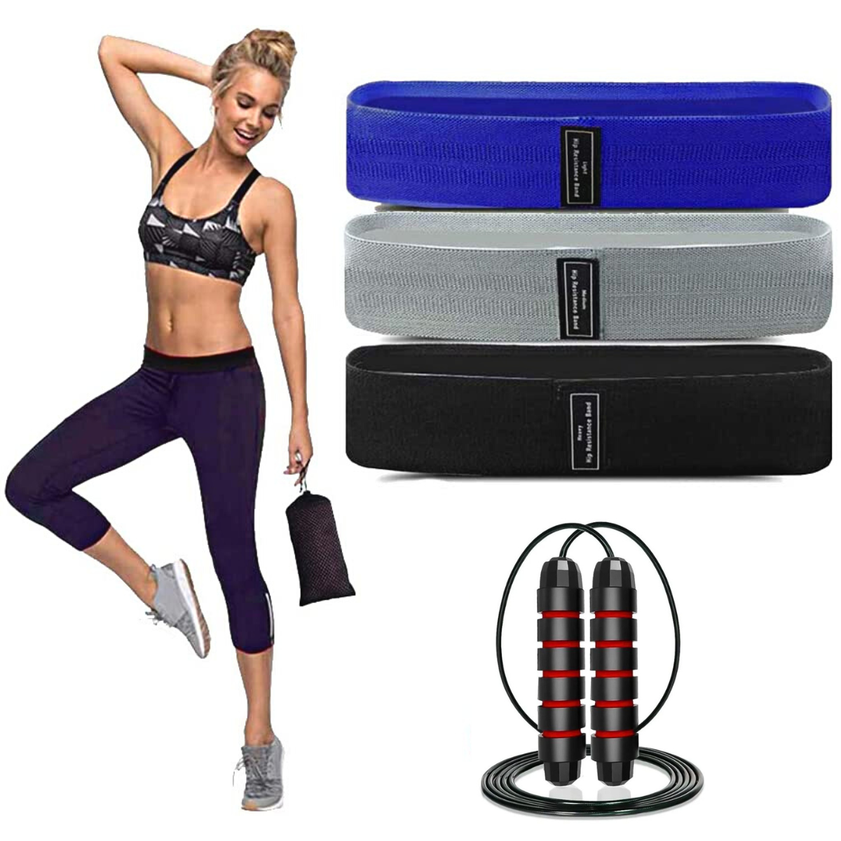 Bandas Elásticas de Resistencia Fitness y Cuerda para Saltar