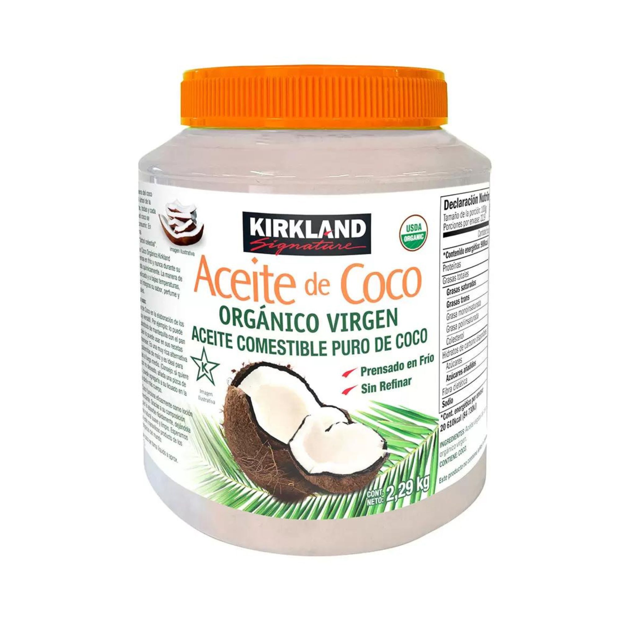Aceite De Coco Orgánico Virgen 2.29 Kg Kirkland