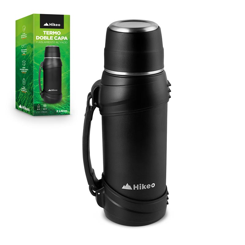Termo de Acero Inoxidable XL 2 Litros Doble Pared de Aislamiento Hikeo