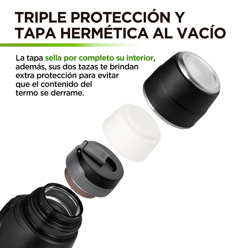 Termo de Acero Inoxidable XL 2 Litros Doble Pared de Aislamiento Hikeo
