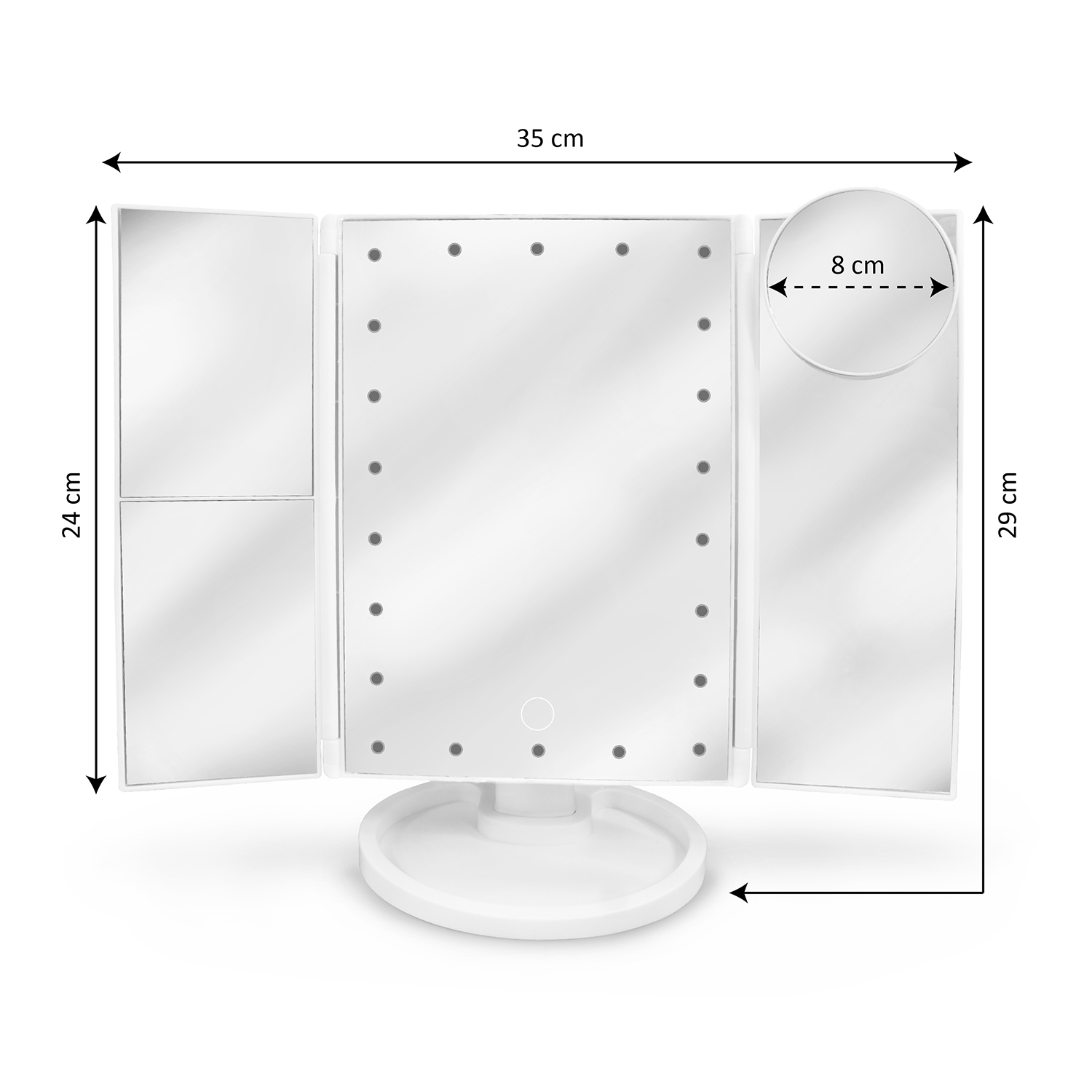Espejo con luces led para maquillaje con aumentos