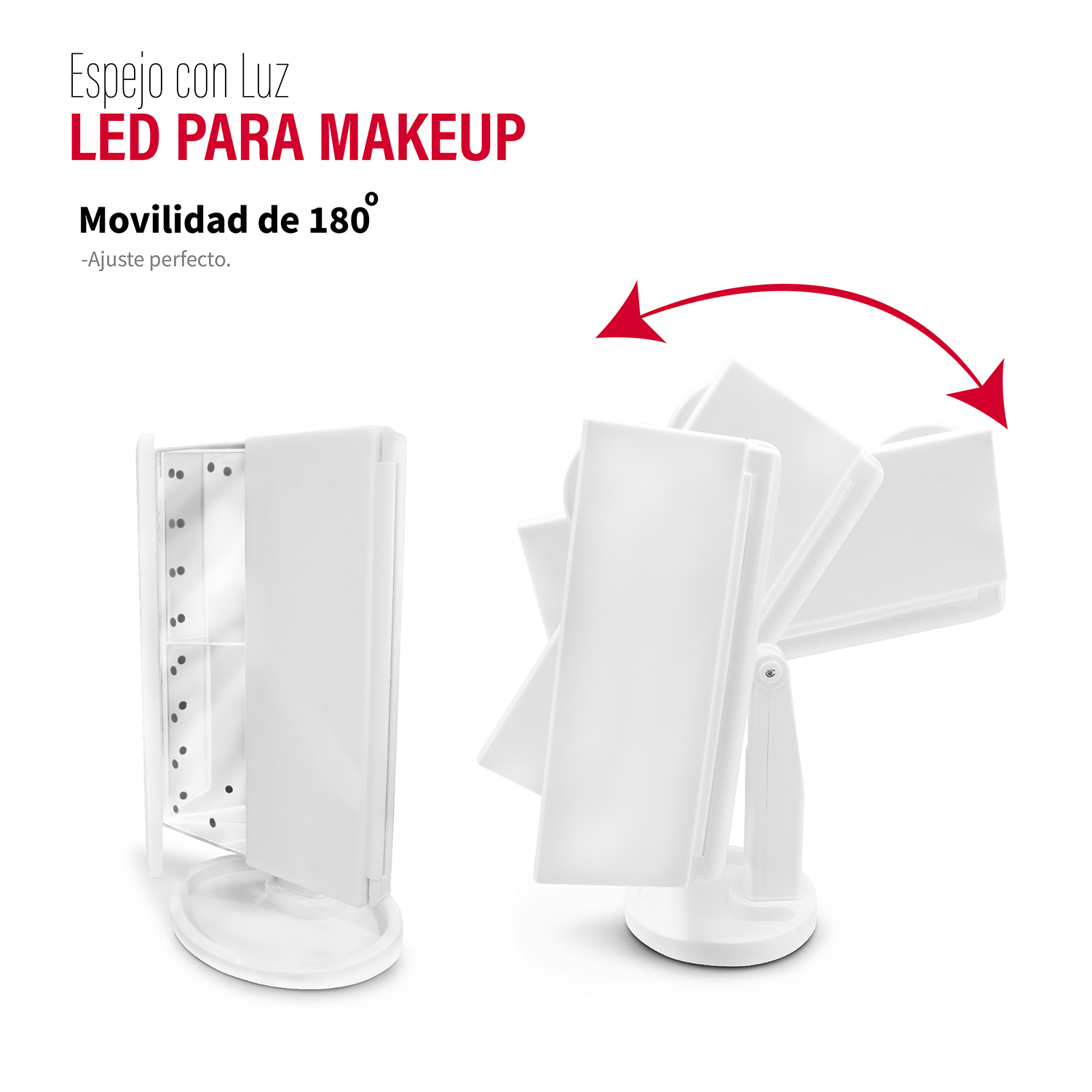 Espejo con luces led para maquillaje con aumentos