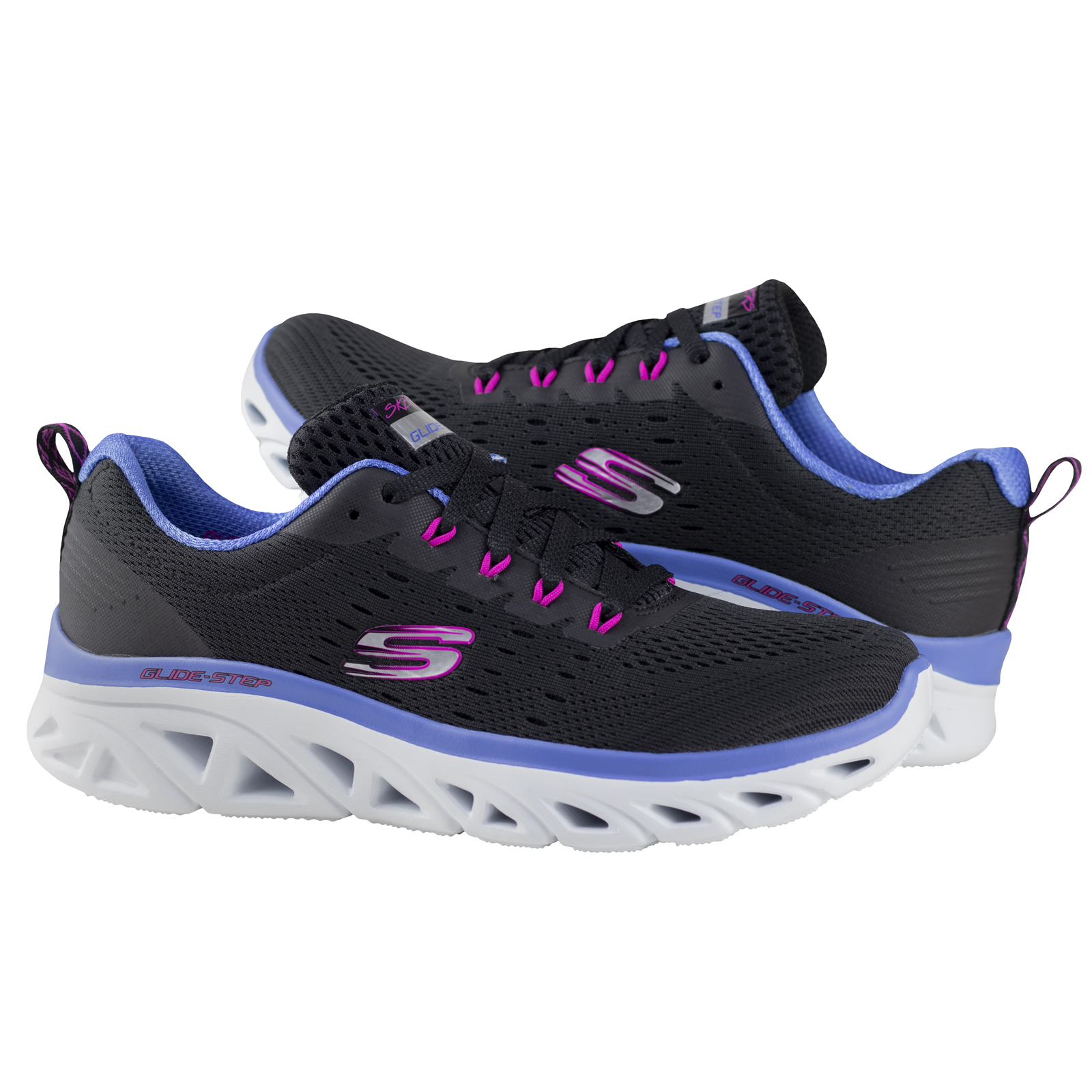 Tenis Mujer Running Skechers 149927 Glide-step Negro Rosa