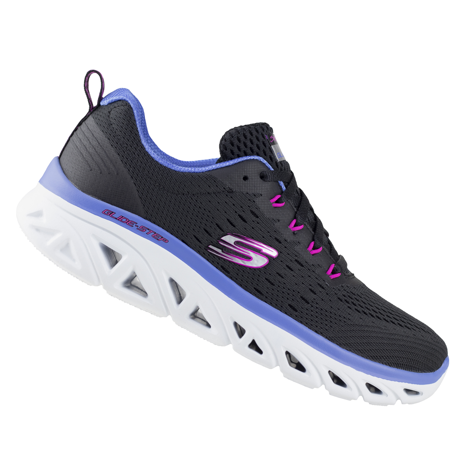 Tenis Mujer Running Skechers 149927 Glide-step Negro Rosa