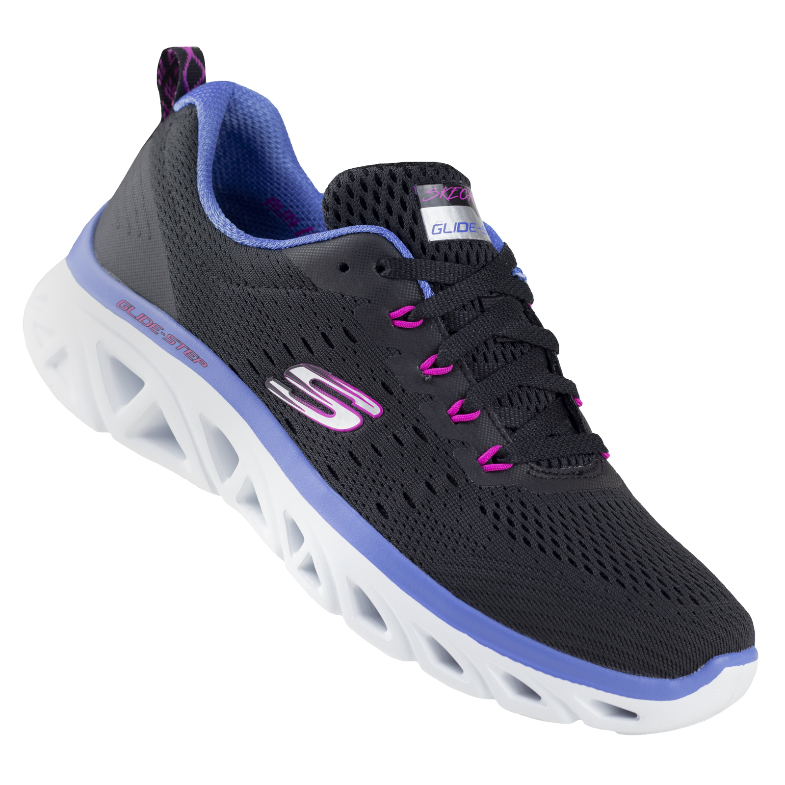 Tenis Mujer Running Skechers 149927 Glide-step Negro Rosa