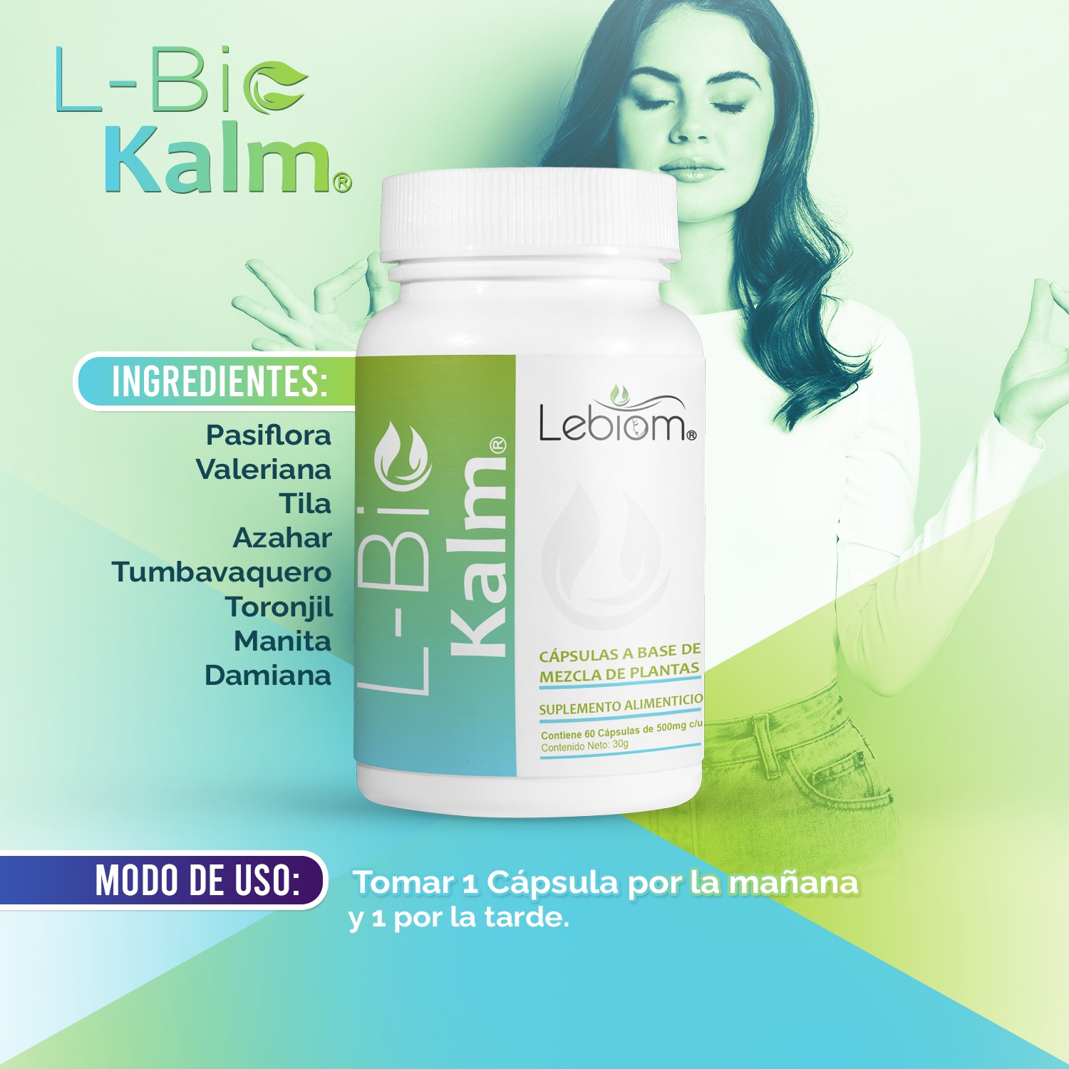 "Kalm Sistema nervioso,estrés,Glándulas, Insomnio 30g Lebiom