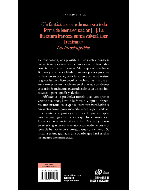 Libro Fóllame, Virginie Despentes,