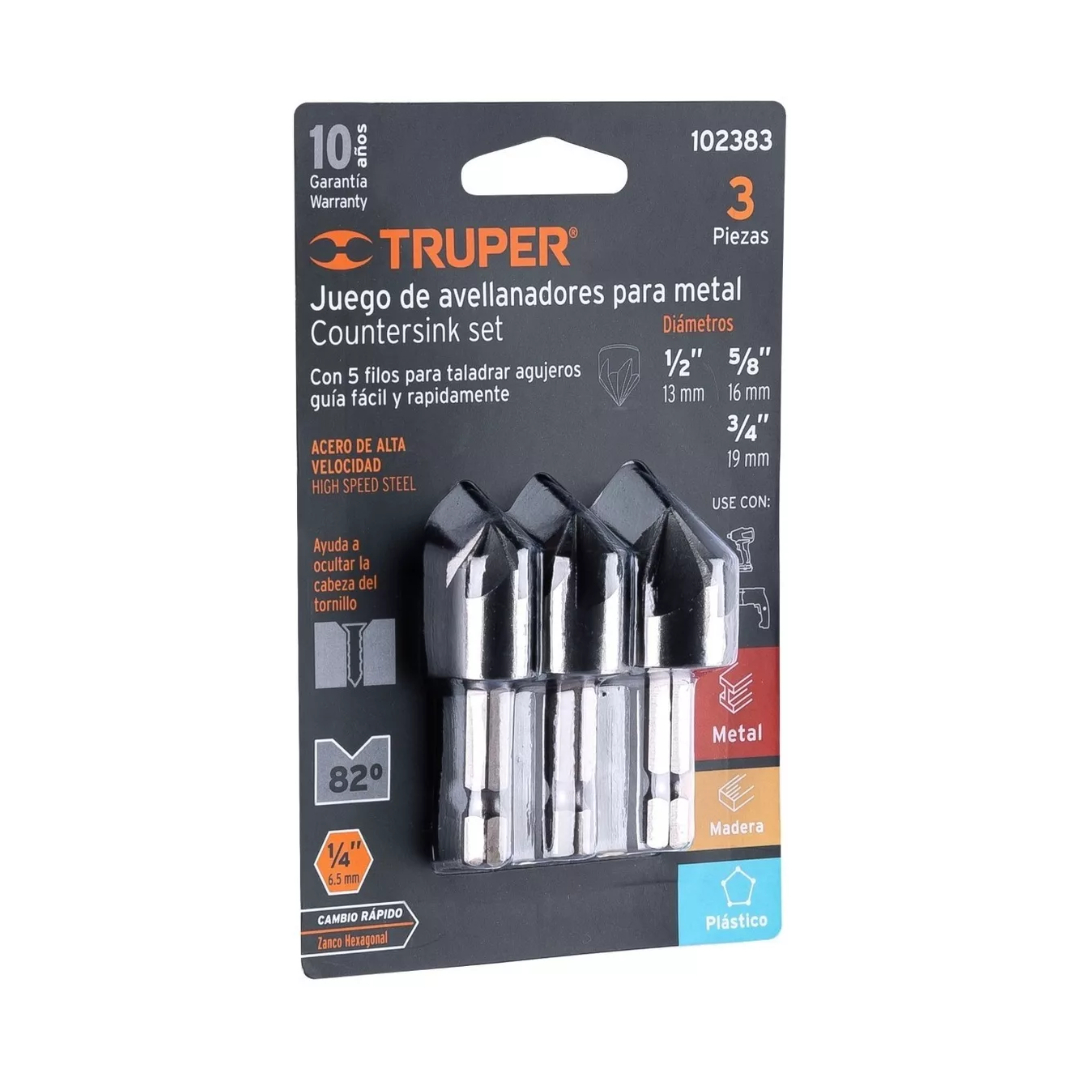 Juego De 3 Avellanadores Para Metal Hss