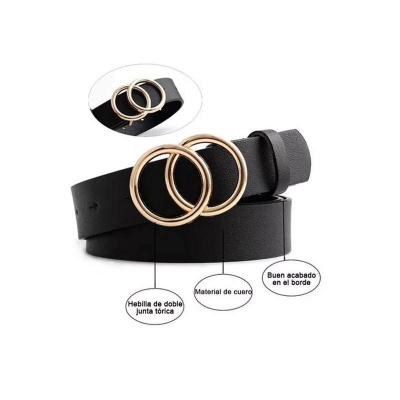 Cinturón Elegante Para Mujer,dos Círculos,moda Joven Casual