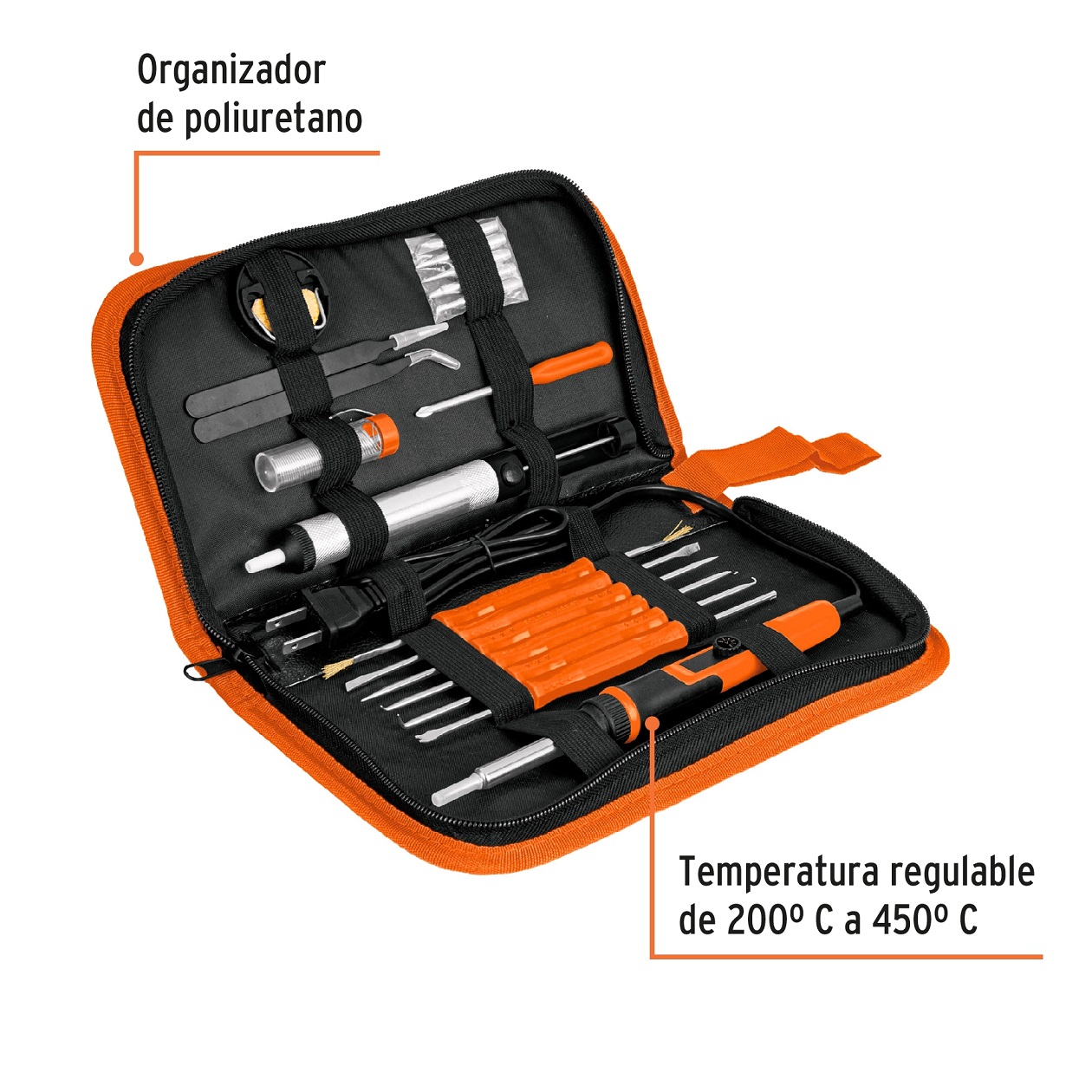 Kit para soldar con Cautín de 25w para electrónica incluye 17 accesorios con Estuche Truper  