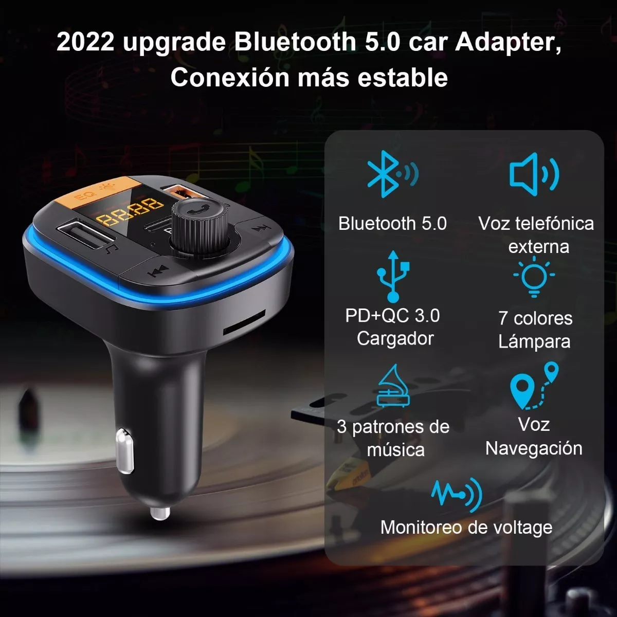 Transmisor Fm Bluetooth Inalámbrico Reproductor Mp3 Coche