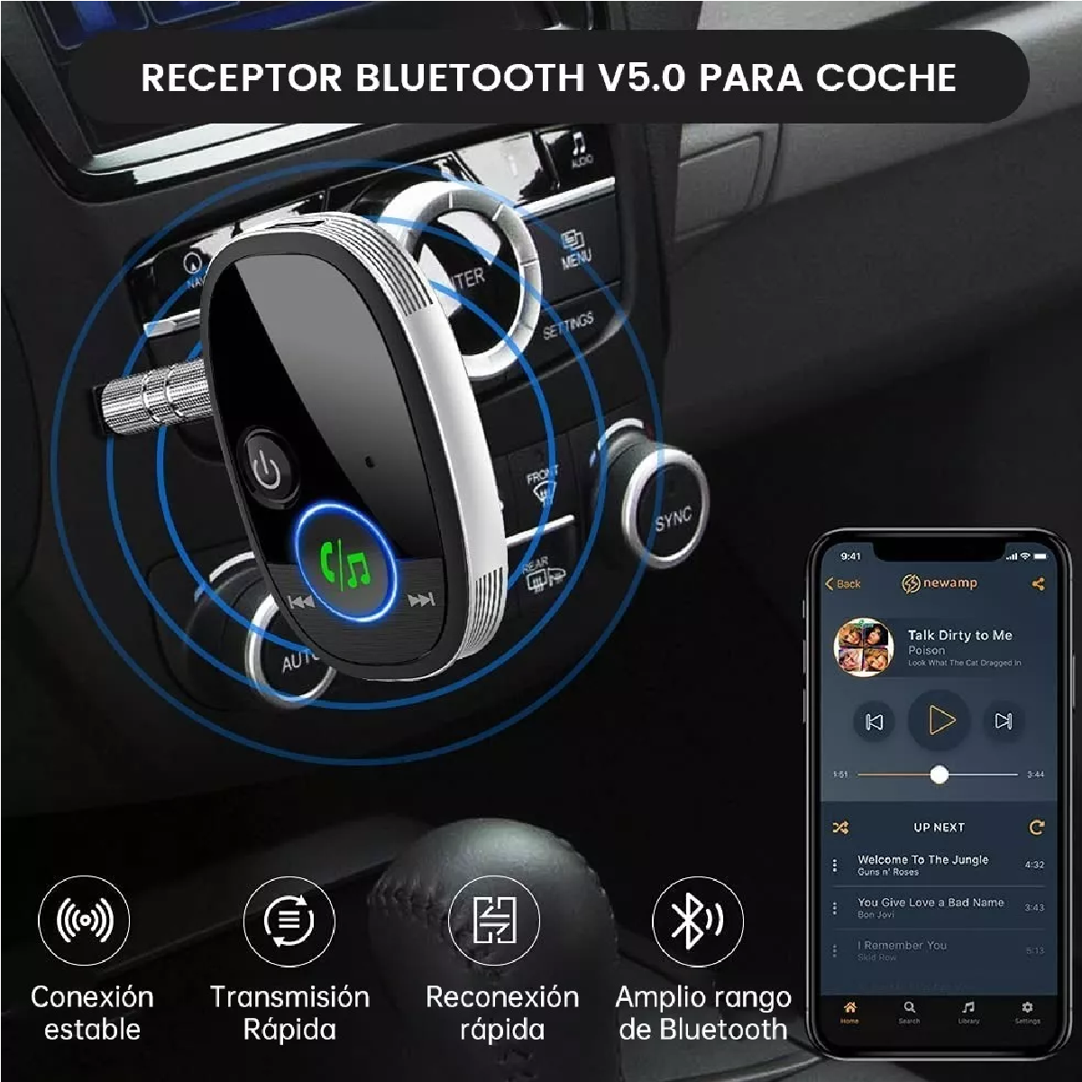 Transmisor Y Receptor Bluetooth 5.0 Para De Audio Auto Coche