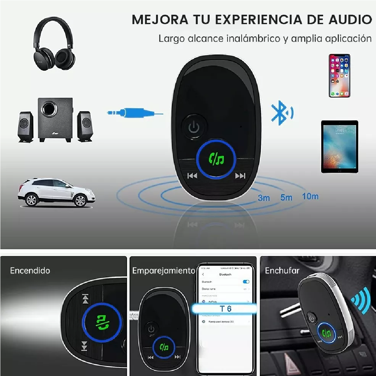 Transmisor Y Receptor Bluetooth 5.0 Para De Audio Auto Coche