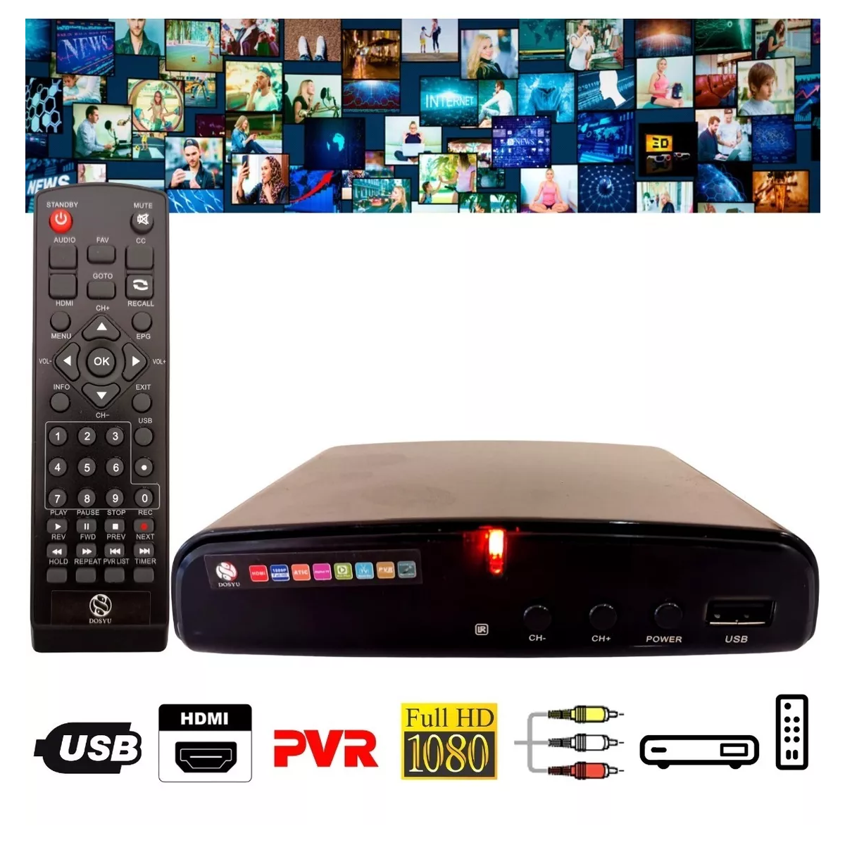 Convertidor Digital Para Canales Tv Decodificador Tv Puerto Hd Fol H.264