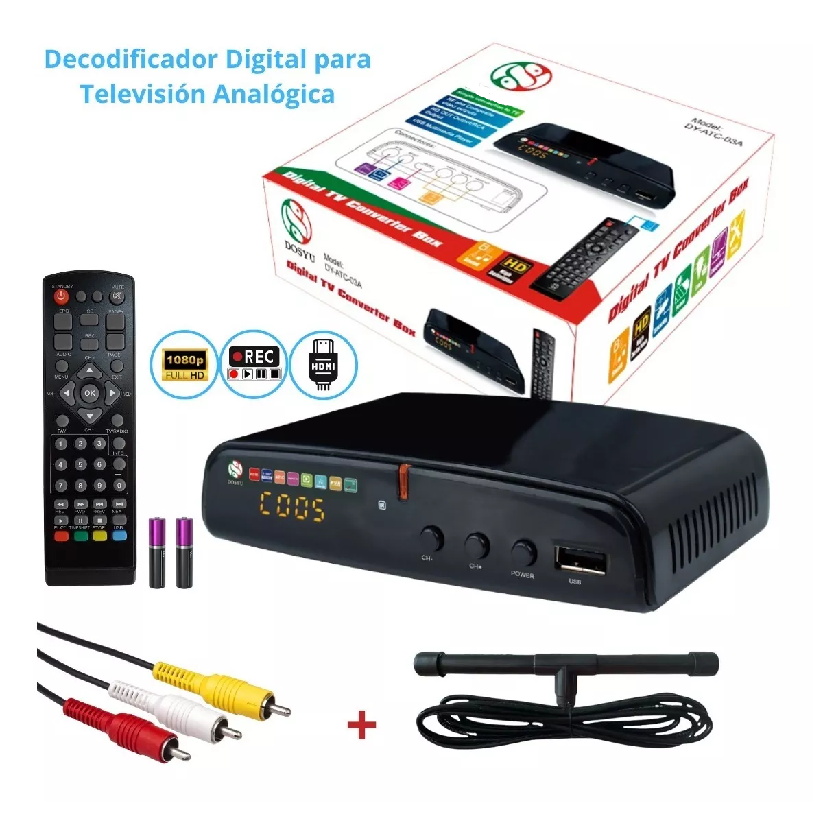 Decodificador de Tv Digital de Alta Definición Con antena,1080P