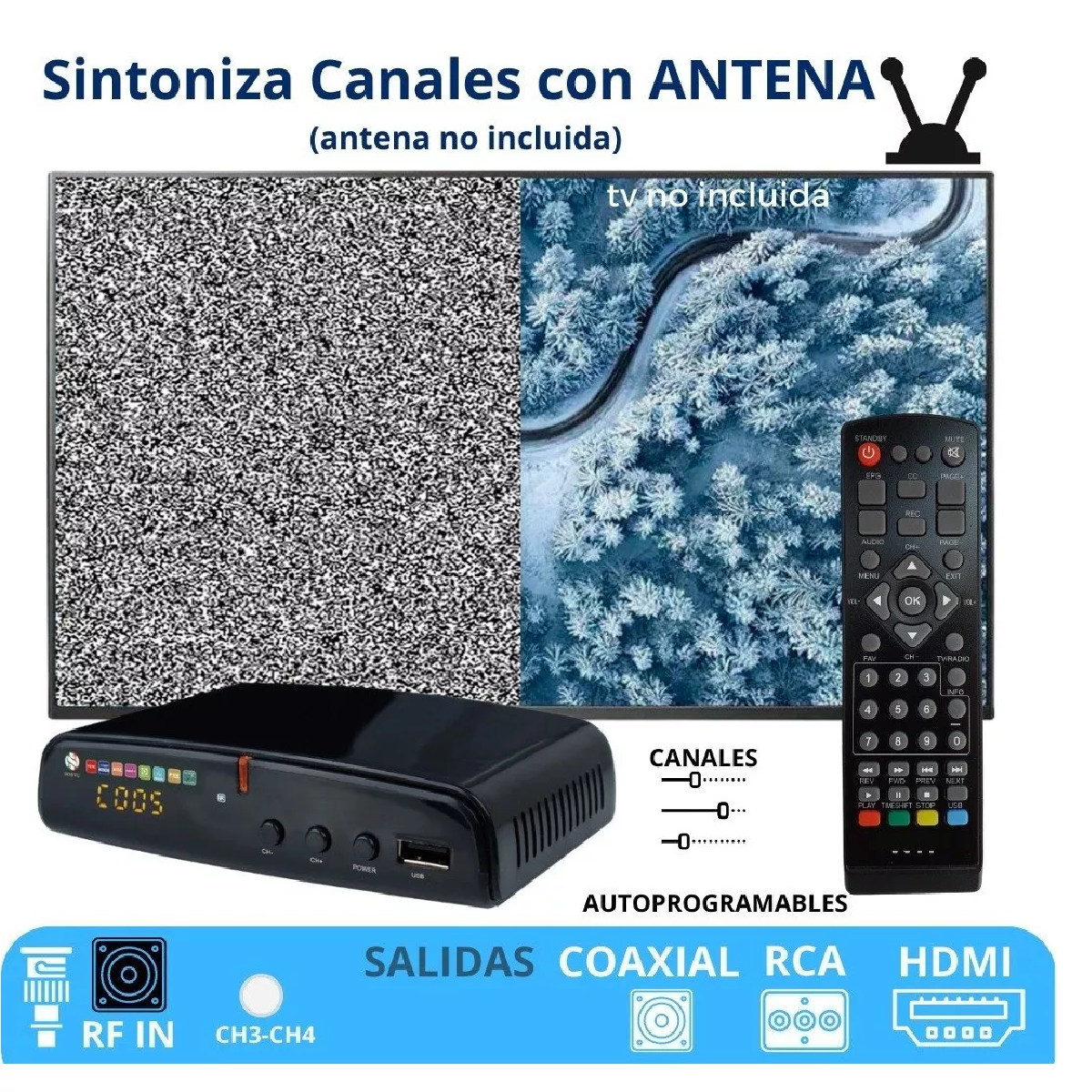 Decodificador Convertidor Digital Tv Full Hd 1080p + Antena