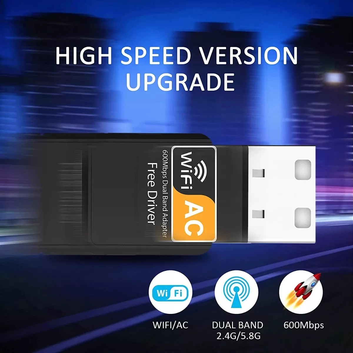 Antena Adaptadora Wifi De Banda Dual 600 Mb/s Usb 2.0