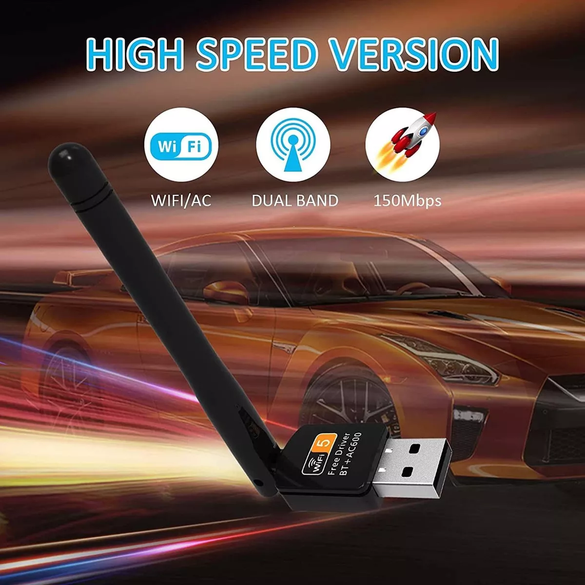 Antena Usb Wifi Adaptador Inalámbricade 600mbps Bluetooth