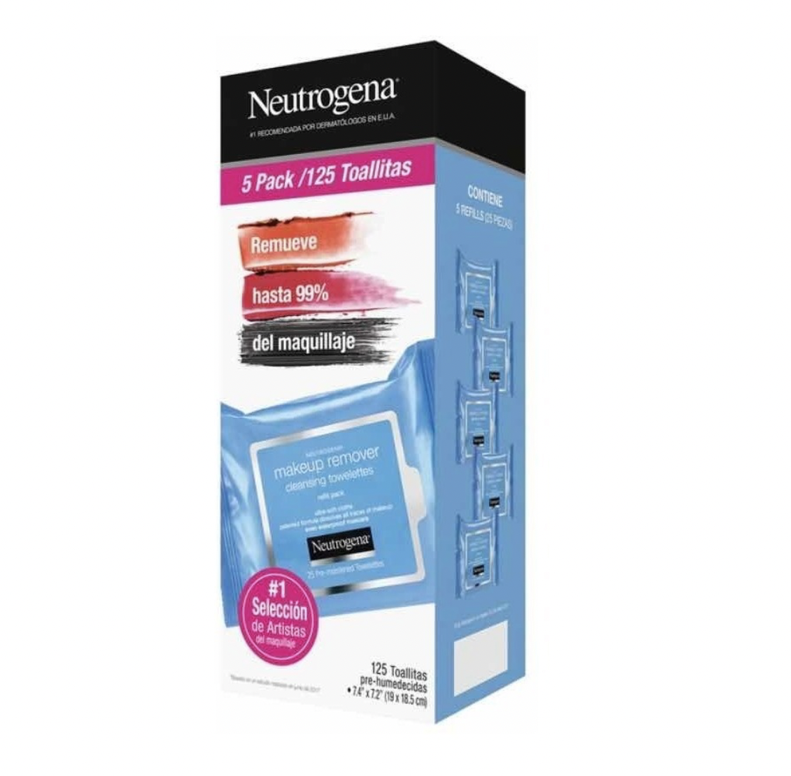 Toallitas Limpiadoras Faciales Neutrogena 5 Pack 125 Toallas