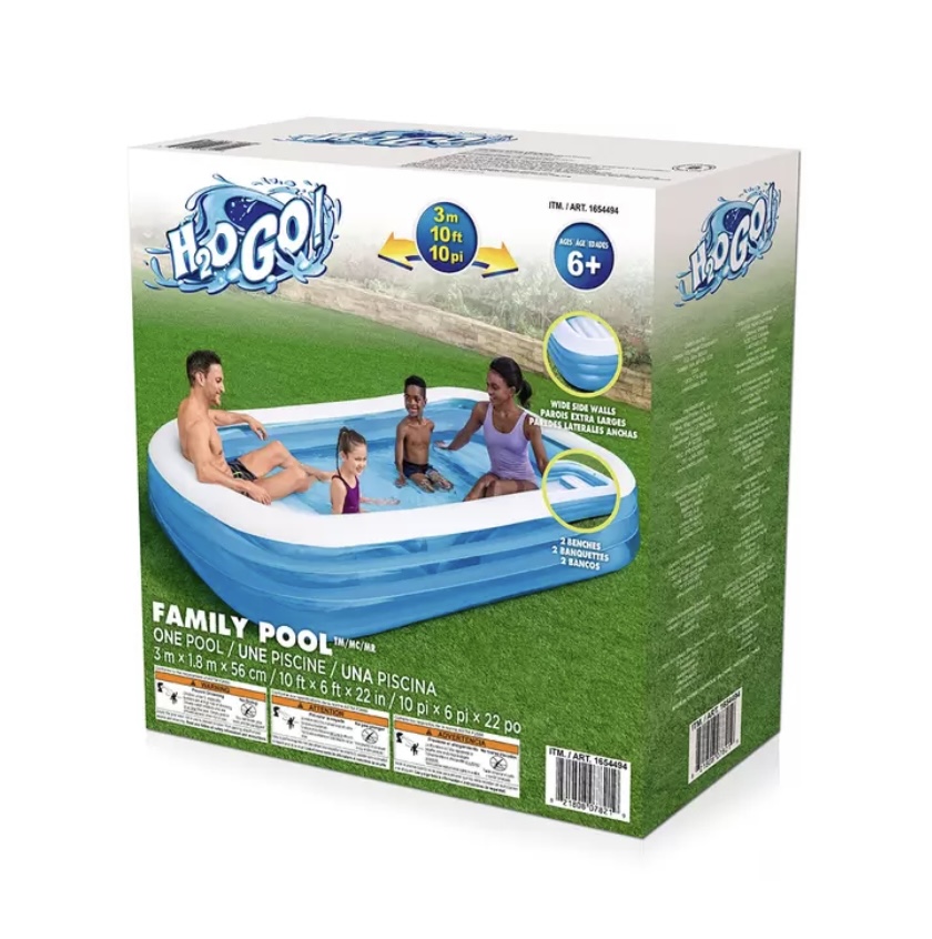 Alberca Piscina inflable familiar rectangular H2OGO de 3,05 m
