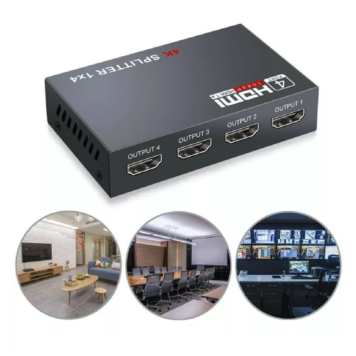 Splitter Hdmi 1x4 1080p Divisor Señal Amplificador Tv Monito